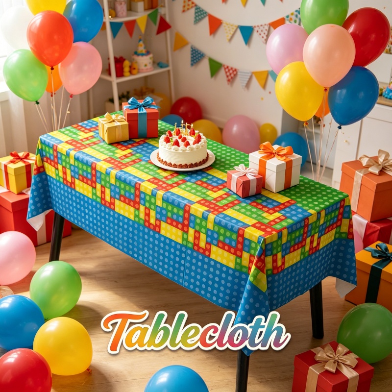 Wedding Supply Kit - ビルディングブロックブリックスタイルのテーブルクロススタイリッシュな漫画のキャラクター誕生日パーティーゲーマー装飾使い捨てテーブルカバーギフトサプライキット