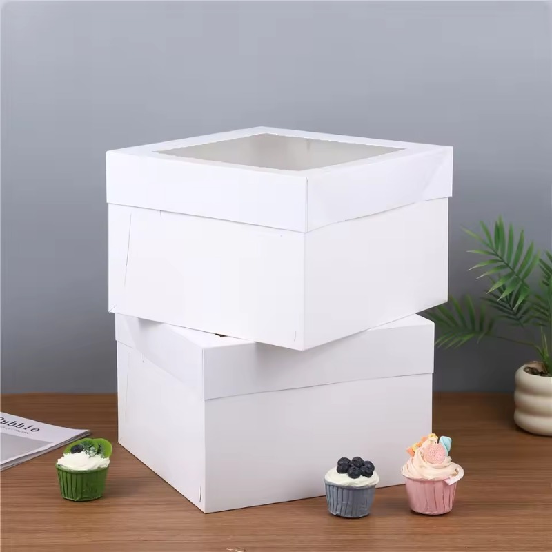 Wedding Supply Decor - yes2/4/6 個使い捨て白いケーキボックス窓付き結婚式誕生日使い捨て白いケーキボックス収納ショップ装飾用品