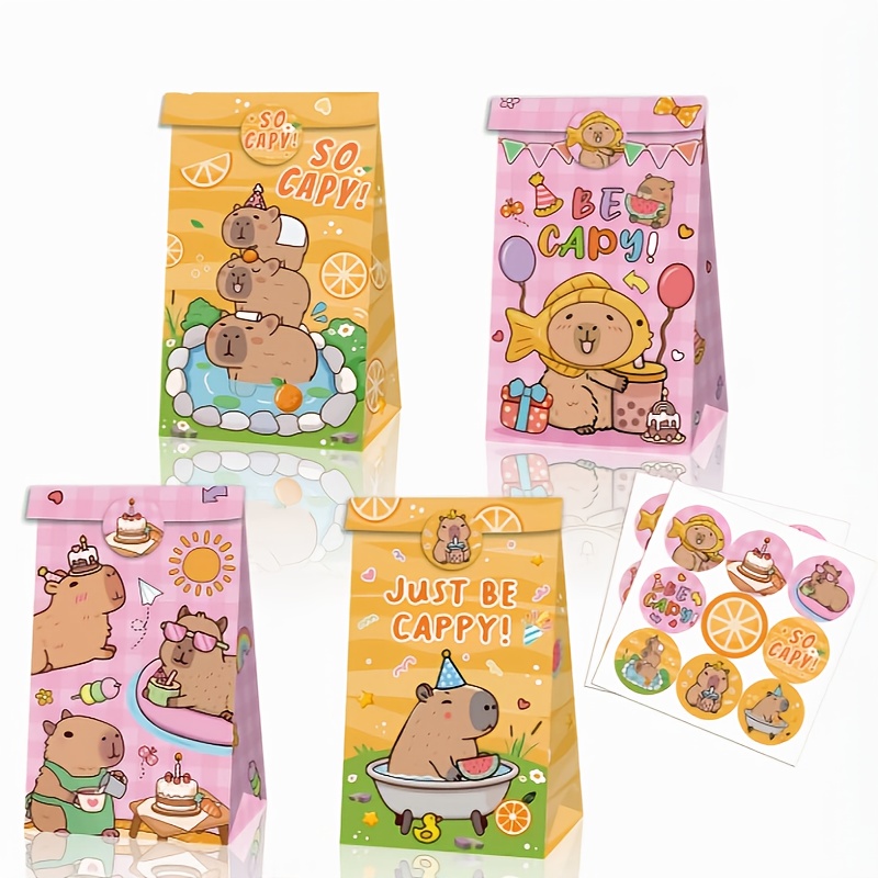 Wedding Event Supply - 12/24/48 個カピバラキャンディバッグ誕生日パーティー用品お祝いパーティーギフトバッグ漫画パターンサプライズボックス紙袋