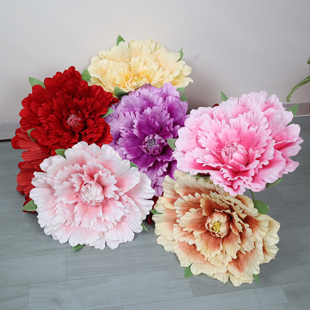 Wedding Supply In Bulk - 30～80cmの巨大なベルベット牡丹の造花、大量のシルク製花、結婚式の舞台装飾、大きなフラワーアレンジメント、センターピース用品