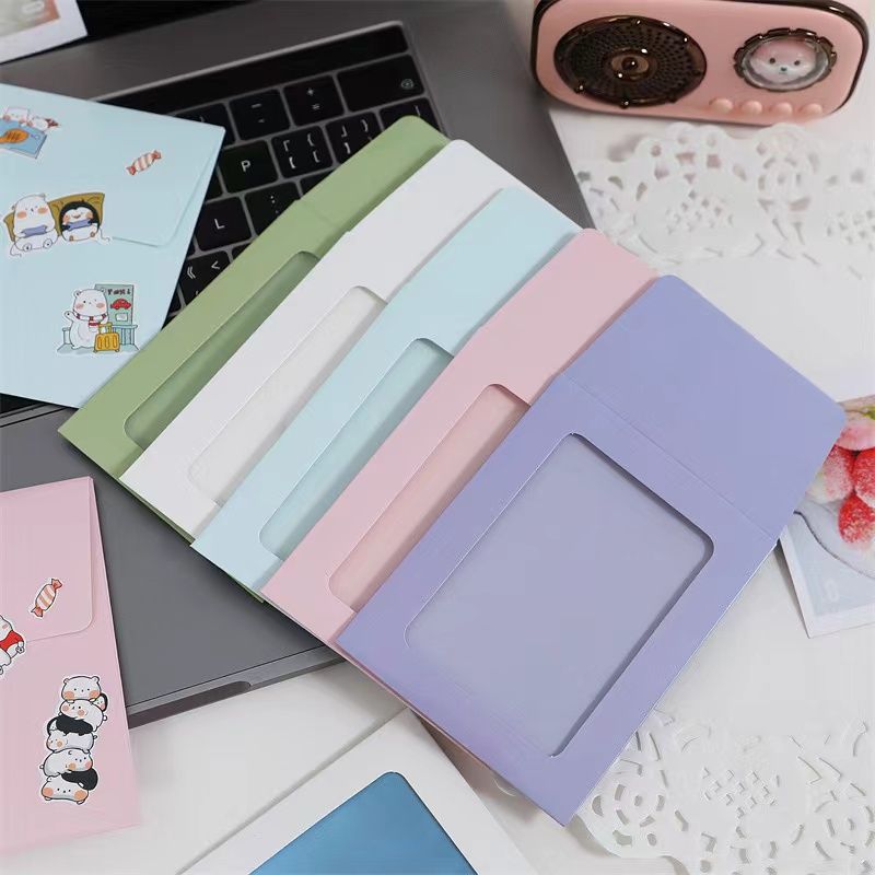 Wedding Supply Business - DIYペーパーフォトフレーム、マカロンカラー、フォトカードホルダー、韓国アイドル、封筒写真アルバム、小さなカード包装用品、1セットあたり10個
