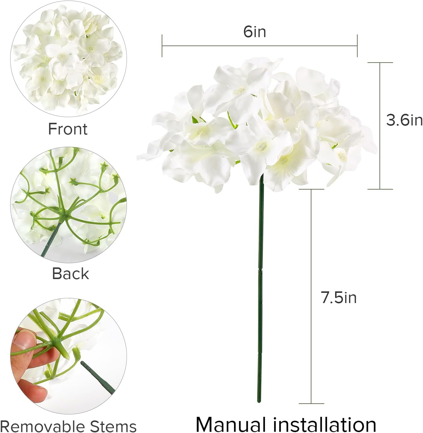 304個入り バルク ホワイトシルク人工アジサイの花 柔軟な - Wedding Supply In Bulk のレビューと価格