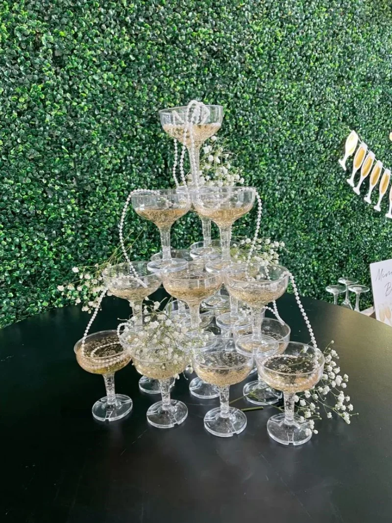 20-60個入り アクリル製シャンパンカップグラス 5オンス - Champagne Tower Set のレビューと価格