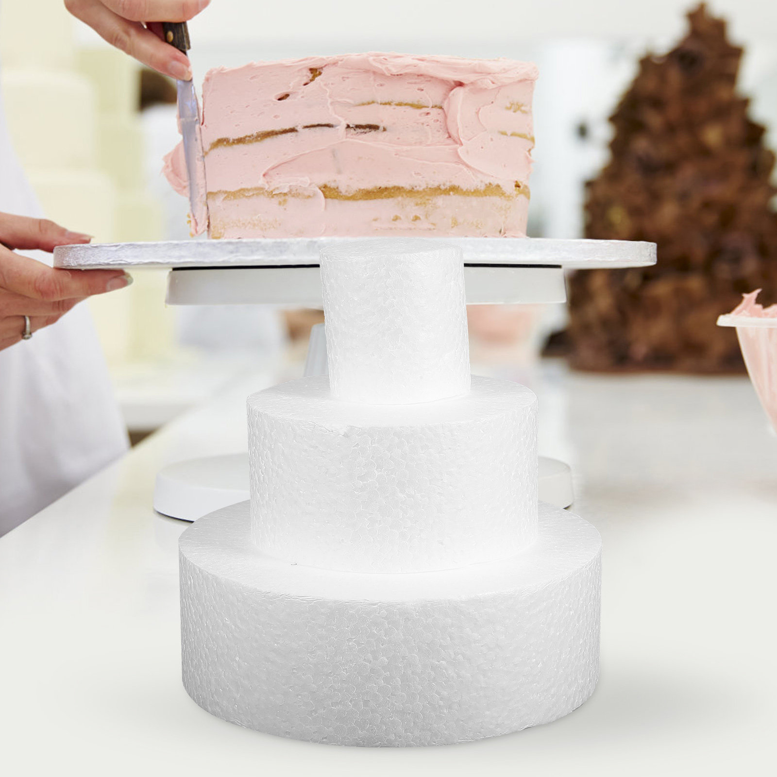 3個入りケーキダミー フォーム 無地 DIYケーキデコレーシ - Wedding Supply Decor のレビューと価格
