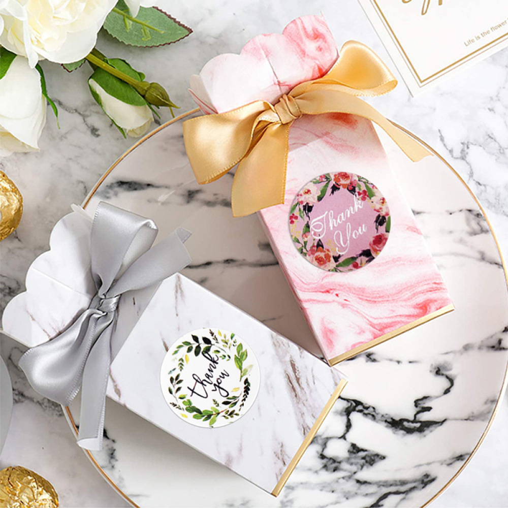 粘着性のある花柄の「ありがとう」ステッカー、小規模ビジネスの - Wedding Supply Business のレビューと価格