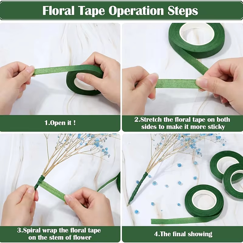 20 ヤードグリーンブーケ花柄テープ自己粘着包装紙テープ花屋 - Wedding Floral Supply のレビューと価格