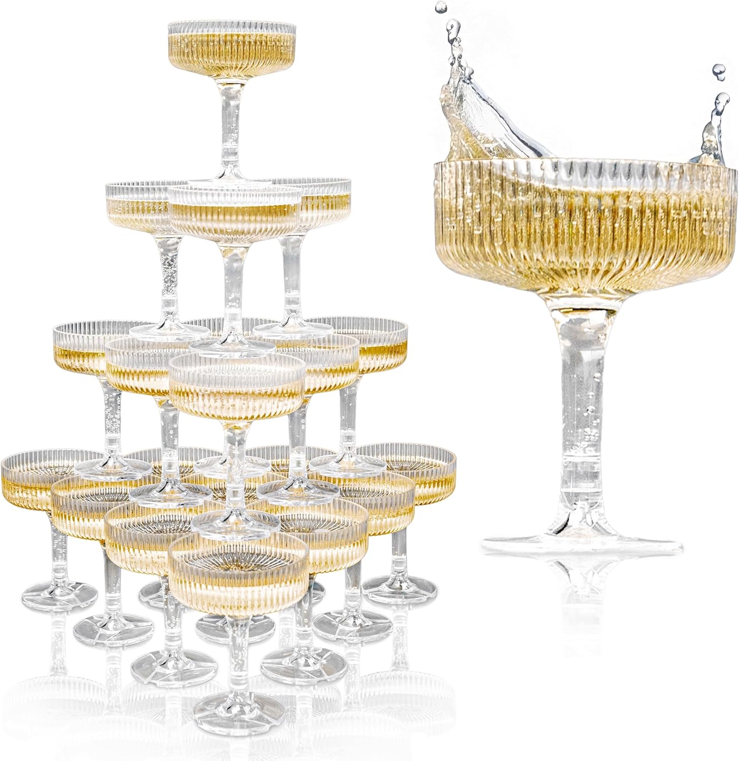 20-60 個アクリルシャンパンタワー 7 オンスプラスチッ - Champagne Tower Set のレビューと価格