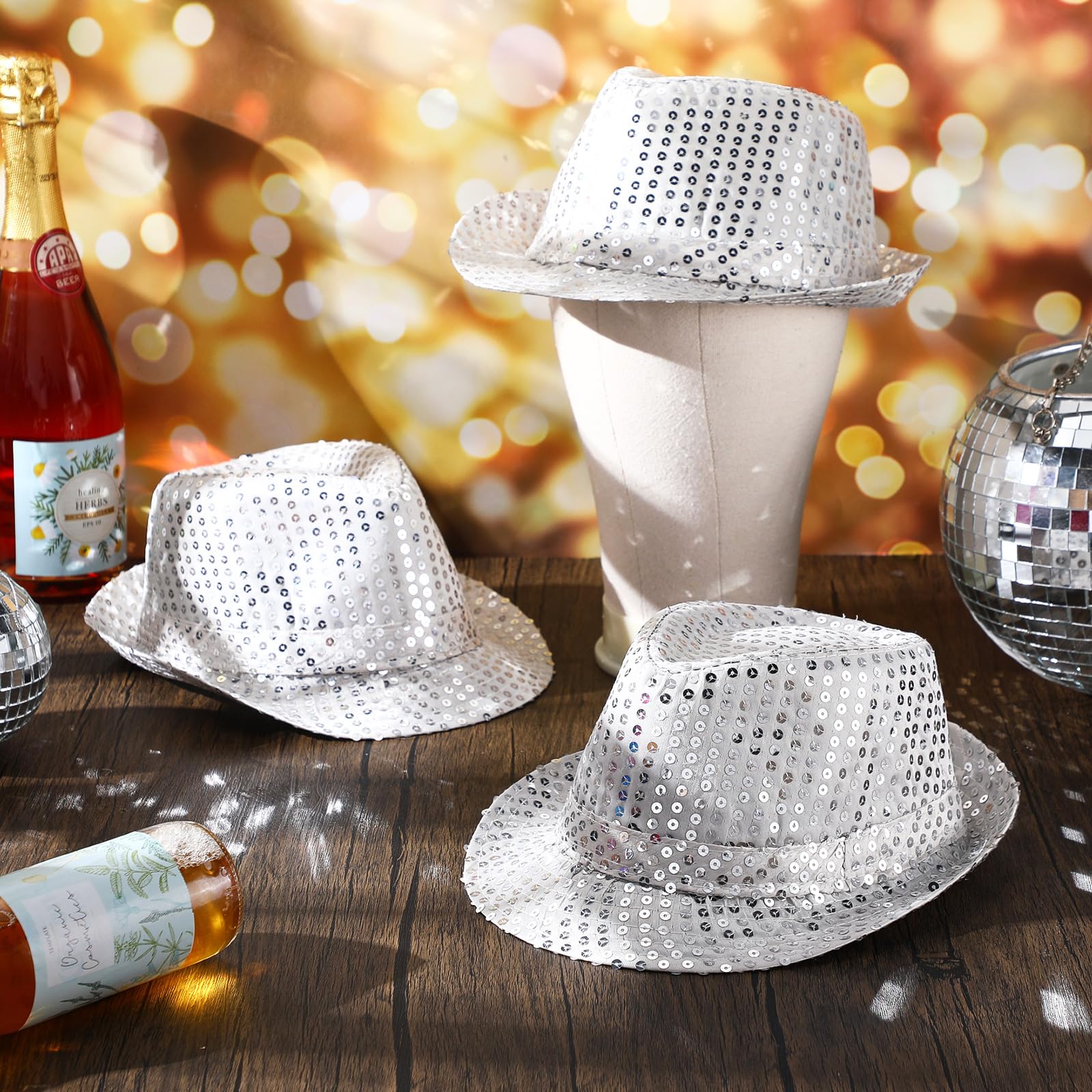 12-36 個のスパンコール帽子バルクグリッターレトロディス - Wedding Supply In Bulk のレビューと価格