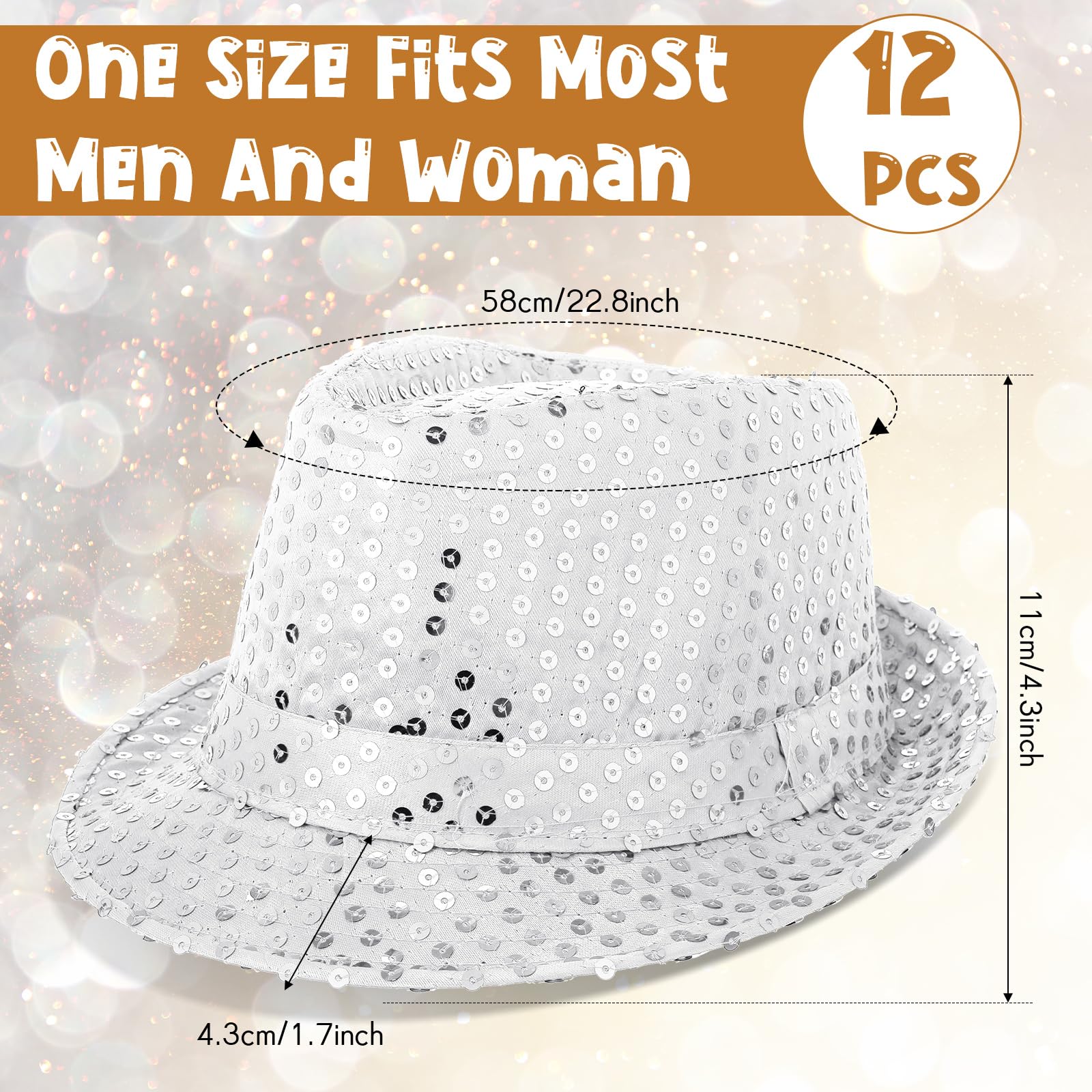 12-36 個のスパンコール帽子バルクグリッターレトロディス - Wedding Supply In Bulk のレビューと価格