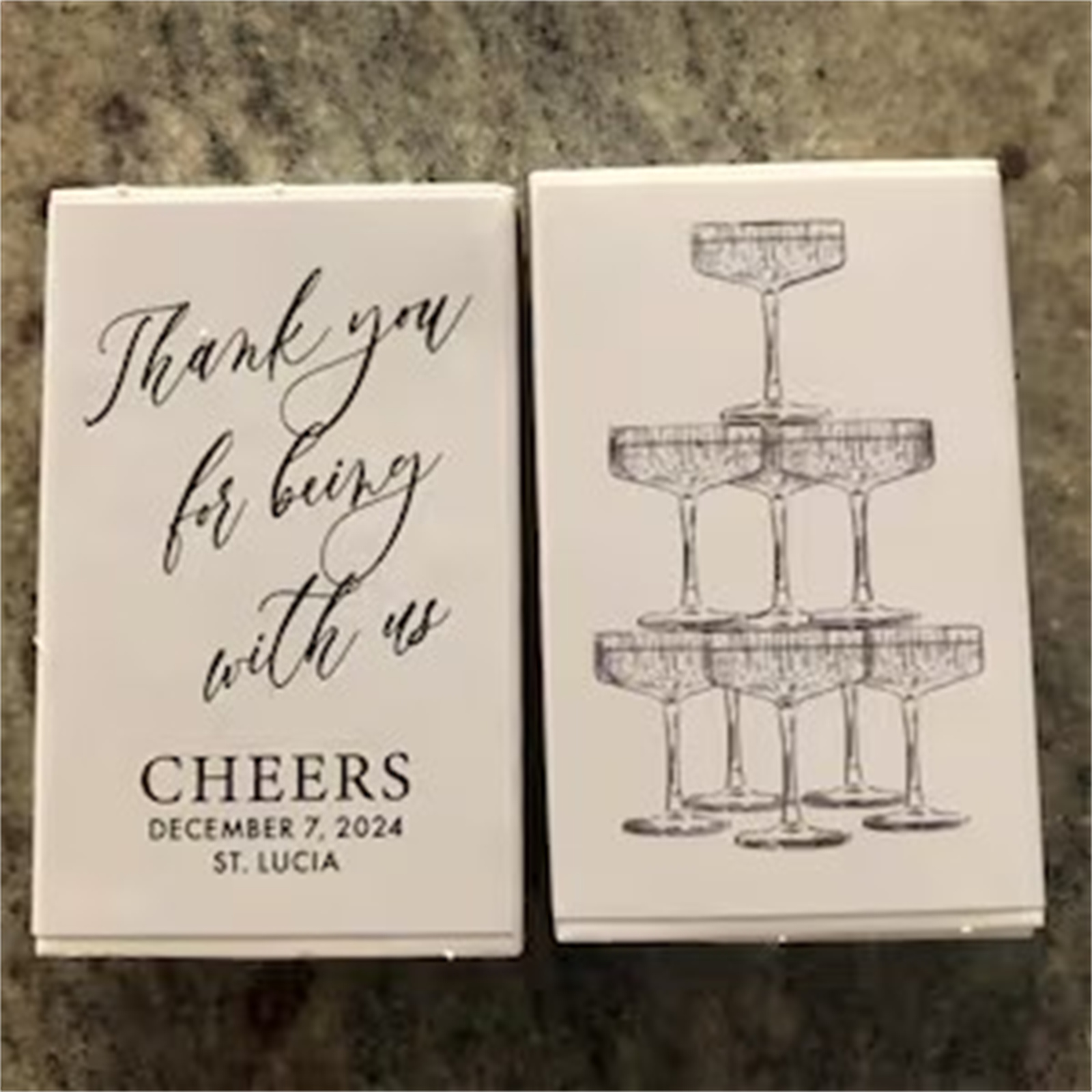 パーソナライズされたマッチ箱 50個セット - 結婚式の記念 - Champagne Tower Set のレビューと価格