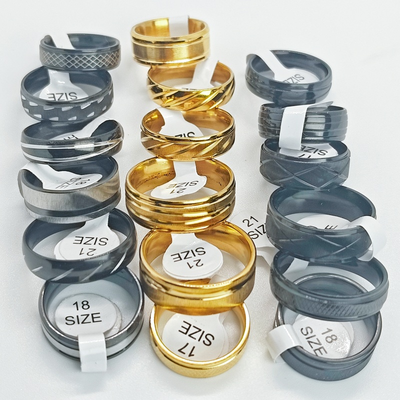 卸売18個入りユニセックスステンレスバンドリングミックススタ - Wedding Supply Resale のレビューと価格