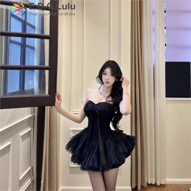 EDGLuLu ストラップレスボウエレガントなパーティードレ - Wedding Lulu のレビューと価格
